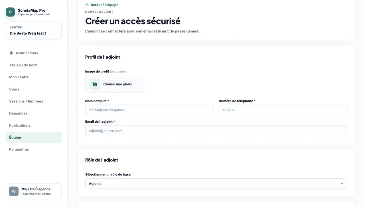 Gestion de l’équipe et des paramètres dans ScholaMap Pro